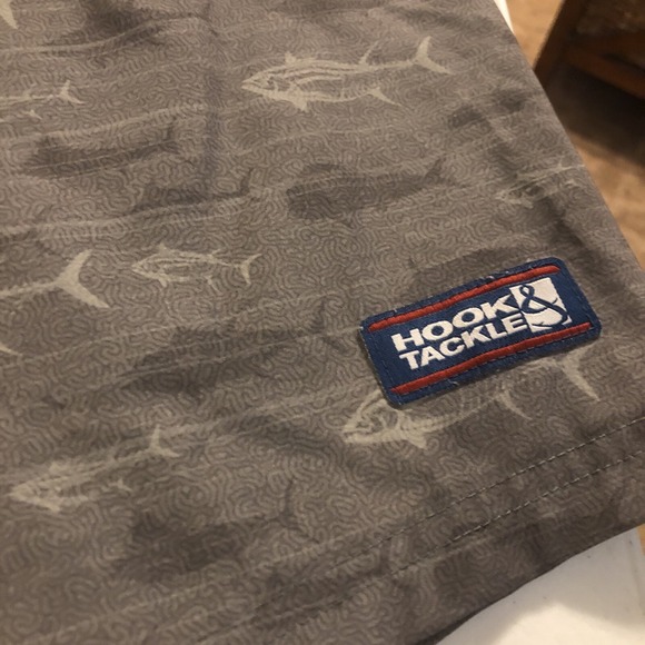 Hook & Tackle Divers Board Shorts Mens Size 34 Gray Mahi & Tuna Fish - Picture 3 of 11